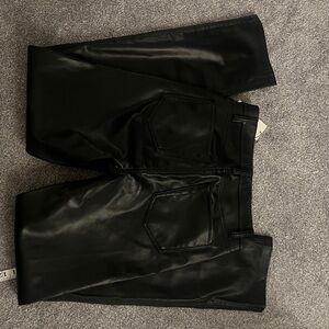 7 For All Mankind Jet Black Leather Pants